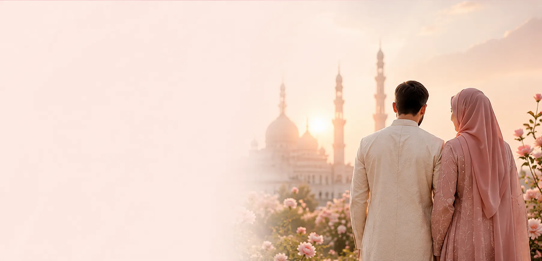 Couple walking together at sunset